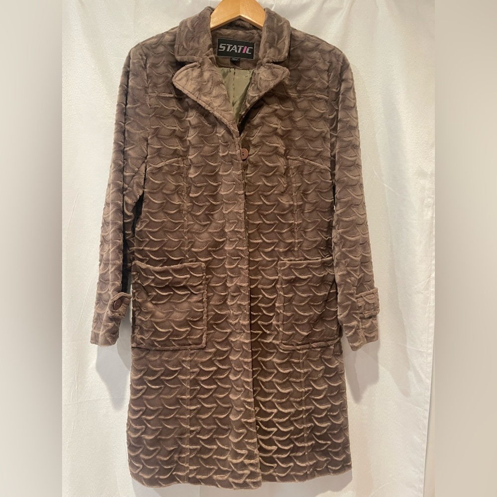 Elegant Brown Textured Teddy Jacket